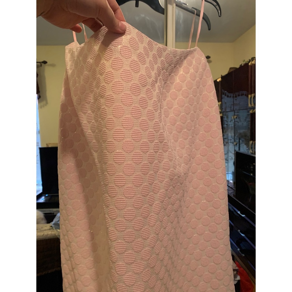 Metallic print back sit skirt